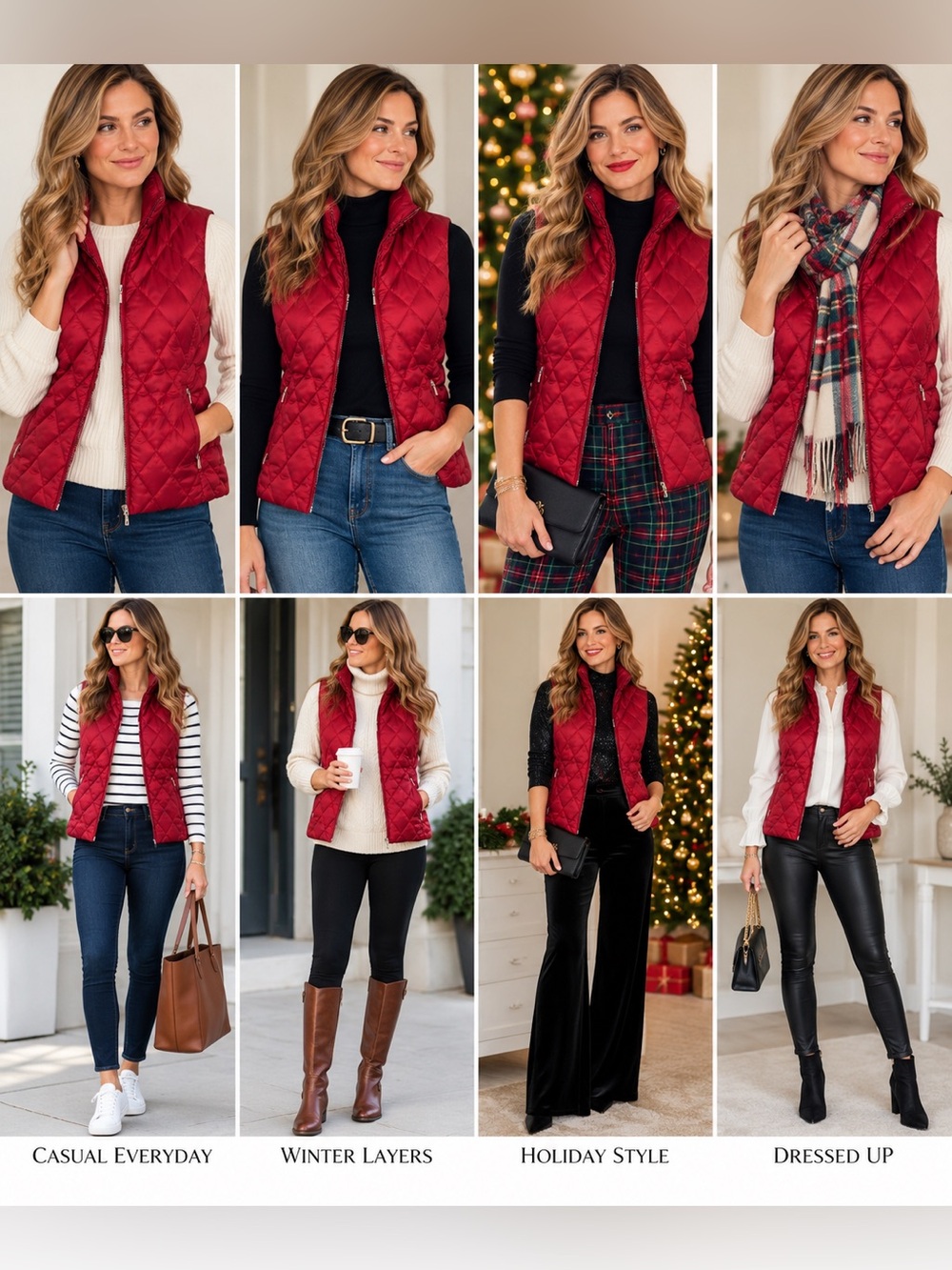 Women's Lands' End Cranberry Red Goose Down and Feathers Puffer Vest XS p 2-4